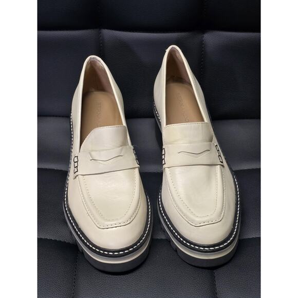 Bernardo Selma Ivory White Chunky Leather Lug Sole Heeled Platform Loafer 8.5 - Picture 1 of 10